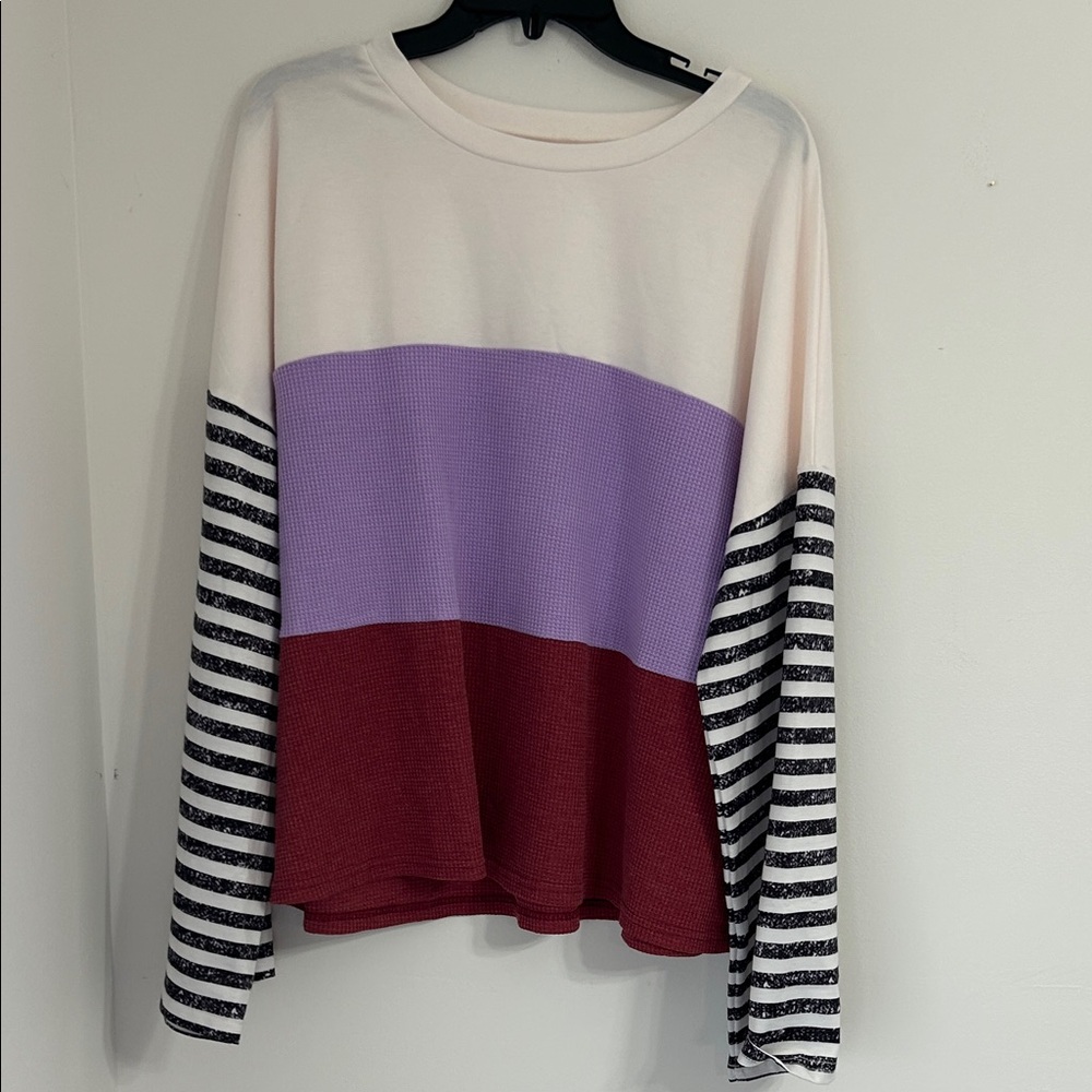 Striped Long Sleeve Top in Purple and Red